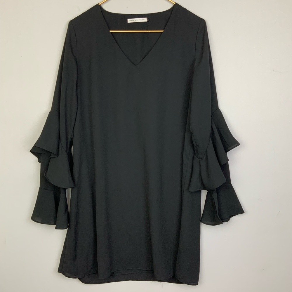 Three Eighty Two Medium Black Flared Ruffle Sleeves Mini Dress Fairy Goth Witchy